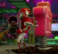 Un Sportif qui se cache derrière un Mannequin-bouclier