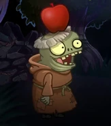 Чертёнок-монах с яблоком на голове в трейлере