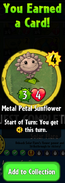 The player earning Metal Petal Sunflower after completing the 4th step in Solar Flare's Hero Quest