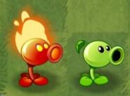 Peashooter with his fire counterpart