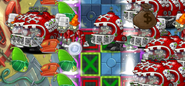 A Zoybean Pod being pushed away from the lawn by Mecha-Football Zombie (due to a glitch)