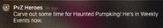 A notification about Haunted Pumpking