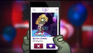 Glitter Zombie on a phone in the 2017 Valenbrainz trailer