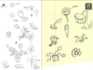 Multiple scrapped plants, only what seems to be the Doom-shroom, Threepeater, Sunflower, Blover and old designs of the Jalapeno and Chomper made it in the final game