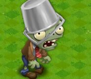 Buckethead Zombie's official photo (note that its bucket doesn't have its signature 'blood' stain)