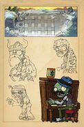 Concept art of scrapped zombies (One very similar to Hunter Zombie), Pianist Zombie, and possible concept art of Frostbite Caves