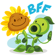 Peashooter and Sunflower with the phrase "BFF", as an sticker in emojiTap & Plants vs. Zombies Stickers