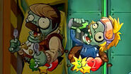 Energy Drink Zombie activating its ability. Note that the Overstuffed Zombie that is along with Energy Drink Zombie is tinted grey due to a glitch.