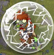 A Chicken Wrangler zombie in a Zombie Hamsterball