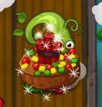 Exploding Fruitcake being used on Magic Beanstalk