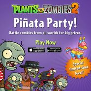 An advertisement for Piñata Party posted on the Plants vs. Zombies Facebook page.