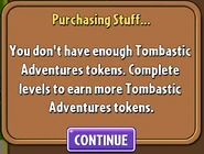 A notification of not having amount of tokens