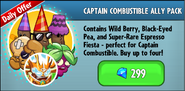 Captain Combustible with Espresso Fiesta, Black-Eyed Pea and Wild Berry on his Ally Pack