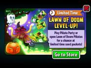 An in-game advertisement of Jack O' Lantern, Ghost Pepper and Witch Hazel in the Lawn of Doom Level Up