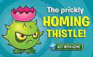 An advertisement for Homing Thistle