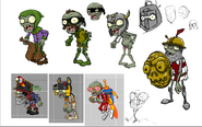 Concept Arts of Thief Zombie and Knight Zombie.