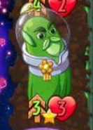 Captain Cucumber with the Double Strike trait due to Coffee Grounds' ability