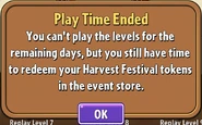 A notification of the event ended