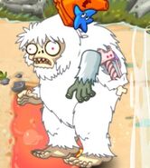 A Treasure Yeti being damaged by the Lava Guava's lava tile