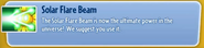 Solar Flare Beam's stickerbook description in Garden Warfare 1