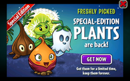 Another advertisement for limited-time plants including the Sap-fling