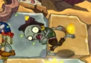 A Torch Juggler Zombie throwing his torch