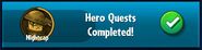 The player has completed Nightcap's Hero Quests