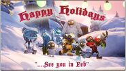 Yeti Chomper (left) appearing in a Happy Holidays poster