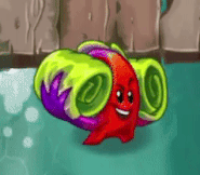 Rhubarbarian on water (glitch, animated)