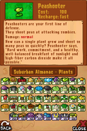 The plants' Almanac in the Nintendo DS version