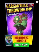 Gargantuar-Throwing Imp on the advertisement for the Birthdayz Bundle