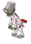 Early Concept from Rich Werner of a Buckethead Zombie in a Painting Uniform