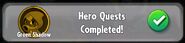 The player has completed Green Shadow's Hero Quests