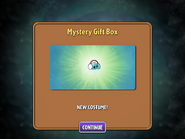 Receiving Iceberg Lettuce's costume in a Mystery Gift Box