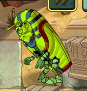 A fainted Pharaoh Zombie with sarcophagus (glitch)