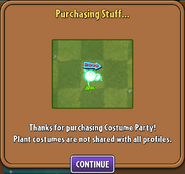 Purchasing Electric Peashooter's costume