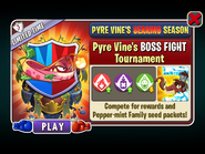 Zombot Tuskmaster 10,000 BC in an advertisement for Pyre Vine's BOSS FIGHT Tournament in Arena