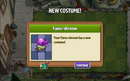 The player earned Fume-shroom's Plants vs. Zombies Heroes event costume