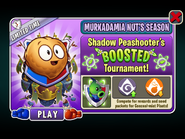 Shadow Peashooter in an advertisement for Shadow Peashooter's BOOSTED Tournament in Arena (Murkadamia Nut's Mighty Season)