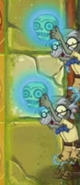 Two Turquoise Skull Zombies trying to steal sun