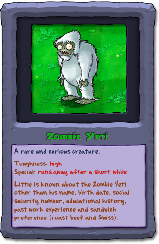 Plants vs. Zombies Wall Decals: Zombie Yeti (8.25 in x 12 in) Plant zombie, Plan