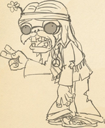 Concept art of Hippie Zombie from The Art of Plants vs. Zombies