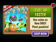Peashooter in an advertisement of daily plant packets for coins
