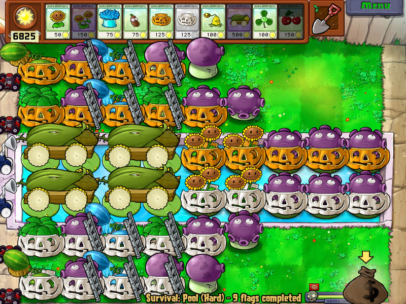 plants vs zombies survival pool hard