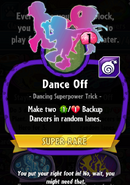 Dance Off's statistics (note how the color of the Super-Rare ribbon is incorrect)