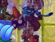 A poisoned Bug Zombie carrying a Conehead Adventurer Zombie