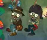 A Swashbuckler Zombie swinging with his Lost City counterpart