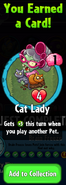 The player earning Cat Lady after completing the 8th step in {{PvZHLink|Brain Freeze}}'s Hero Quest