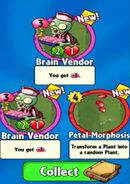 The player receiving two Brain Vendors from a single Premium Pack, along with a Petal-Morphosis