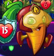 Beta-Carrotina's pose when a zombie hero is hit over 4 damage or legendary plant is played